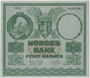 50 kroner 1958. D.0493863.