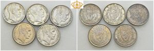 Lot 5 stk. 1 krone 1910, 1912, 1914, 1915 og 1916