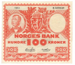 100 kroner 1951. B5498649.