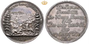 Frederik IV. Karl XII`s død 1718. Berg. Sølv. 50 mm. Små kantskader/minor edge nicks