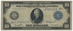 $10 1914 S/N L27450027A.