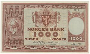 1000 kroner 1972. A.4245779