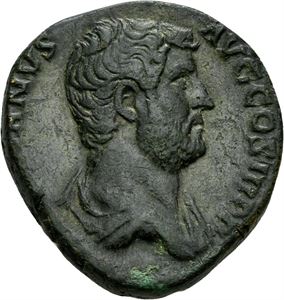 HADRIAN 117-138, Æ as, Roma 134 e.Kr. R: Hadrian og Fortuna stående