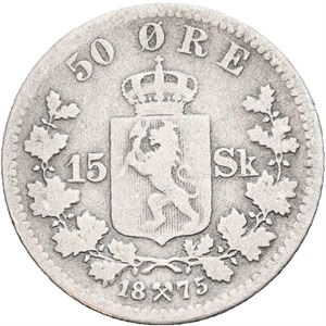 Oscar II, 50 øre/15 skilling 1875