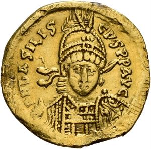 Basiliscus 475-476, solidus (4,33 g), Constantinople. R: Victoria stående mot venstre