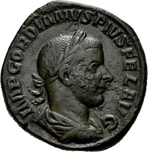 Gordian III 238-244, Æ sestertius, Roma 241-243 e.Kr. R: Jupiter stående