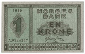 1 krone 1940. A.0324347.