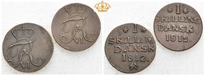 Lott 2 stk. 1 skilling 1812. S.9 og S.8
