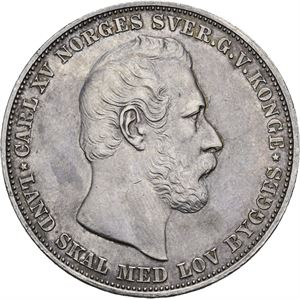 CARL XV 1859-1872. KONGSBERG. Speciedaler 1864