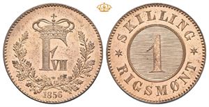 1 skilling 1856 med krone. S.6