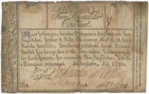 5 rigsdaler courant 1786. No. 30291.