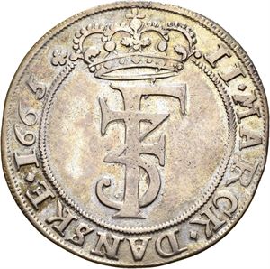 FREDERIK III 1648-1670 2 mark 1665. S.44