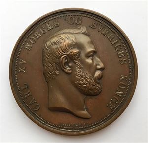 Carl XV. Internasjonale fiskeriutstilling i Bergen 1865. Dubois. Bronse. 81 mm