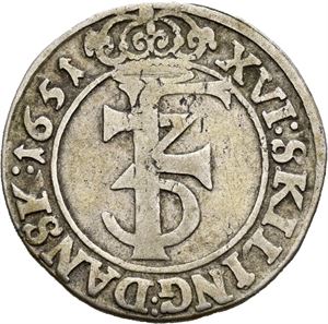 FREDERIK III 1648-1670. 1 mark 1651. S.40