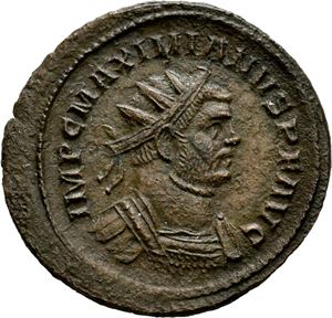 Maximianus 286-310, antoninian, London 292-293 e.Kr. R: Pax stående mot venstre