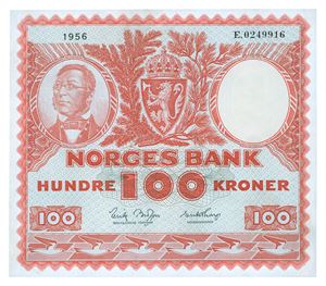 100 kroner 1956. E0249916