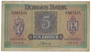 5 kroner 1944 X London