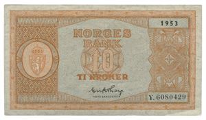 10 kroner 1953. Y6080429