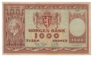 Norway. 1000 kroner 1961. A1538577