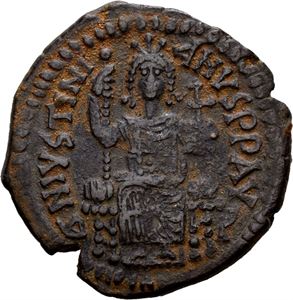 Justinian I 527-565, Æ follis, Antiokia, 532-537 e.Kr. R: Stor M