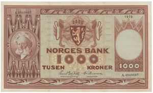 1000 kroner 1973. A.4949807