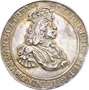 FREDERIK III 1648-1670 Speciedaler 1660. Har vært anhengt/has been mounted. S.20