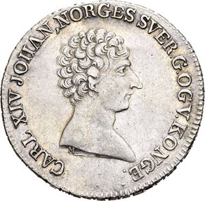 CARL XIV JOHAN 1818-1844, KONGSBERG. 1/2 speciedaler 1824/1