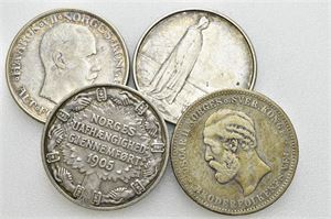 Lot 4 stk. 2 kroner 1890, 1906, 1913 og 1914 jub.