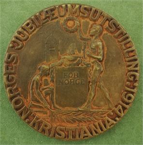 Jubileumsutstillingen i Kristiania 1914. Bronse. 61 mm