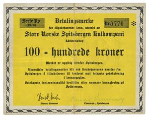 100 kroner 1970. Serie Pp. Nr. 0770