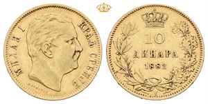 Milan Obrenovich IV, 10 dinar 1882