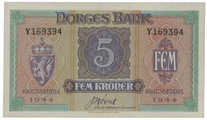 5 kroner 1944. Y169394.