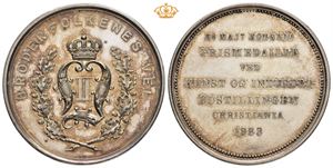 Oscar II. Kunst og Industriutstillingen i Christiania 1883. Sølv 41 mm