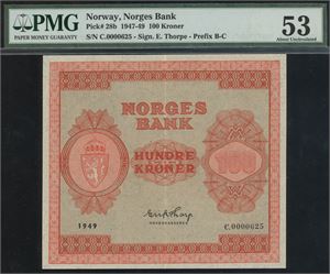 100 kroner 1949. C.0000625.