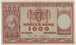 1000 kroner 1967. A.2763427