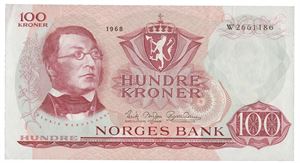100 kroner 1968. W2661186