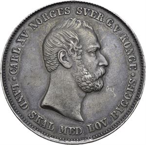 CARL XV 1859-1872. KONGSBERG. Speciedaler 1861