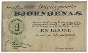 1 krone 1923/24. Blankett.