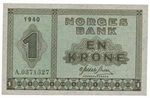 1 krone 1940. A.0371327