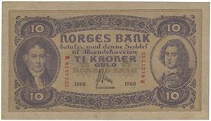 10 kroner 1908. B.6127233.