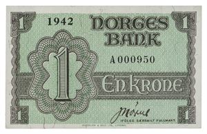 1 krone 1942. A000950