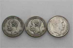 Lot 3 stk. 1 krone 1887, 1892 og 1917
