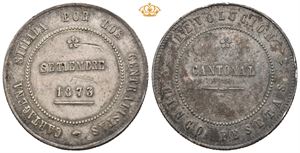 Revolusjonsutmyntning, 5 pesetas 1873. Riper, kantmerker/scratches, edge marks