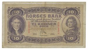 10 kroner 1915. E5897834. Flekk på revers/spot on reverse