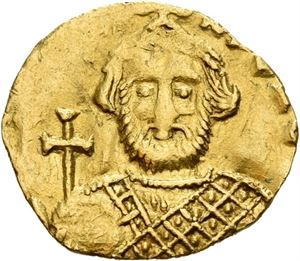 Leontius 695-698, tremissis, Constantinople (1,36 g): R: Kors. Delvis svakt preget/partly weakly struck