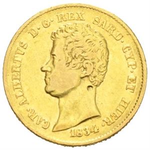 Sardinia, Carlo Alberto, 20 lire 1834. Lite hakk/minor peck.