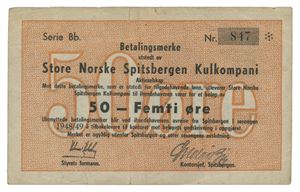 50 øre 1948/49. Serie Bb. Nr.847. R. Rifter/tears
