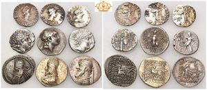 Lot of nine AR Drachms from Eastern Greek Kingdoms