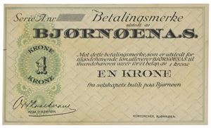 1 krone 1923/24. Blankett/remainder. Skjolder/stains