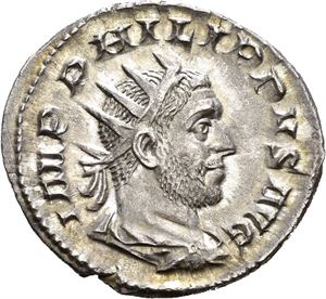 Philip I 244-249, antoninian, Roma 248 e.Kr. R: Innskrift på søyle